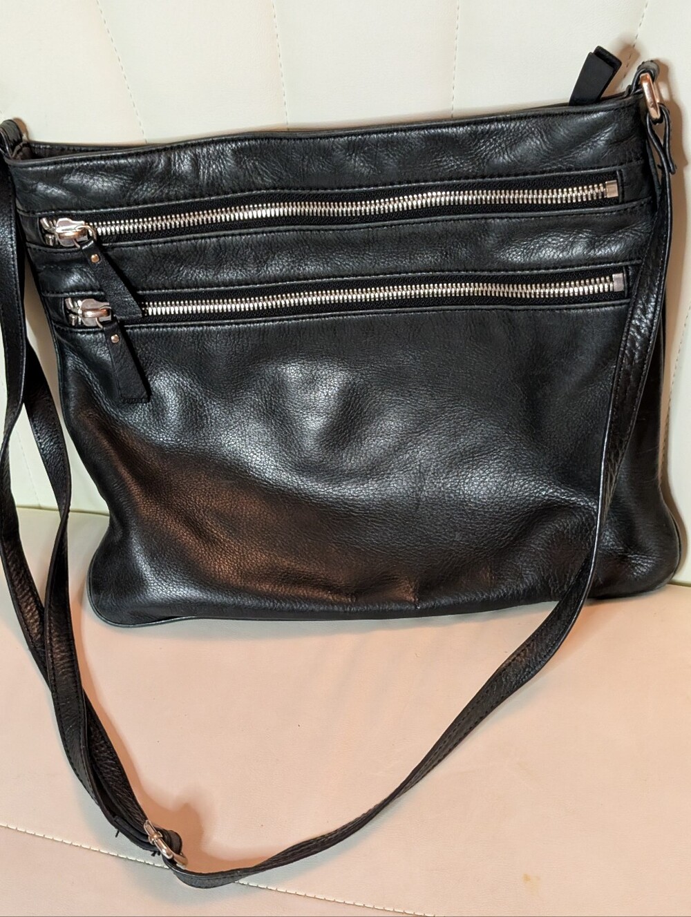 Margot Black Leather Crossbody Bag